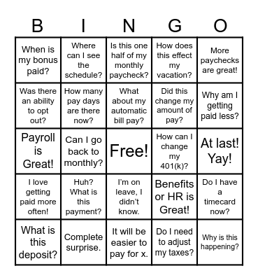 Bi-Weekly Bingo Card