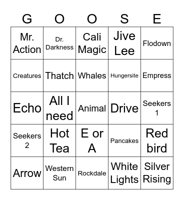 Goose at the Cap Bingo Card