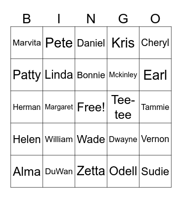 FAMLY BINGO Card