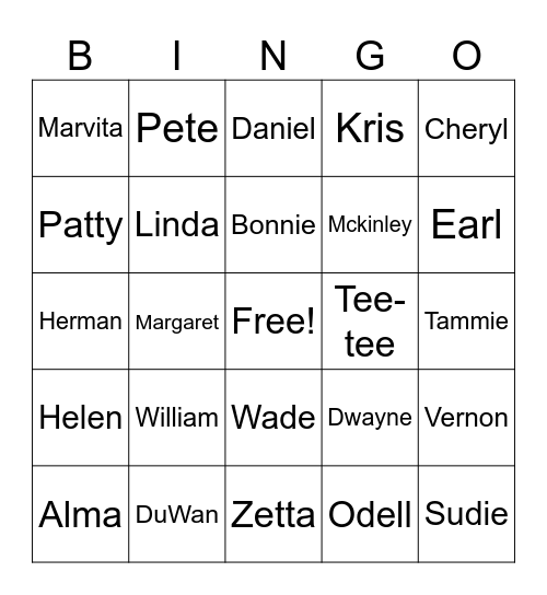 FAMLY BINGO Card