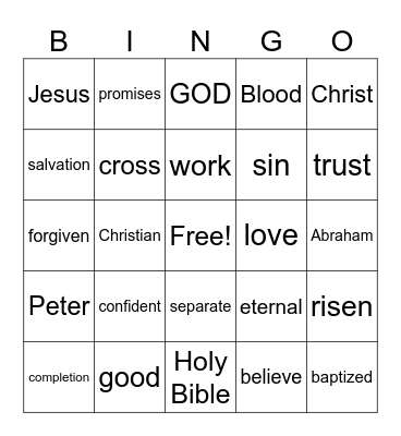 PROMISES OF GOD Bingo Card