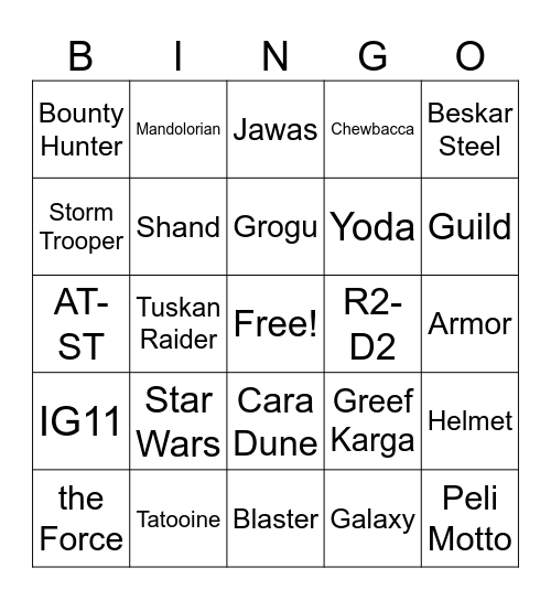 Damian's Birthday Bingo Card