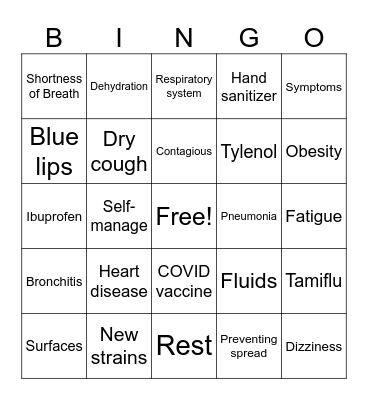 Influenza 2 Bingo Card