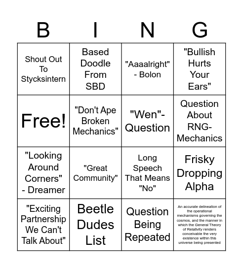 DFK AMA Bingo Card