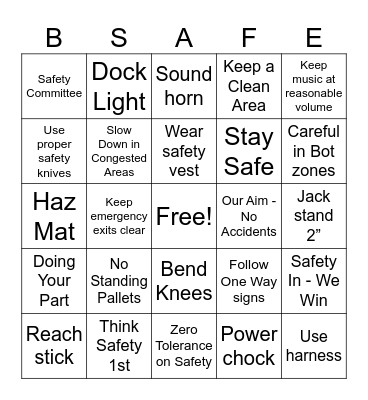 Cardinal Health Safety BINGO 4/8 Bingo Card