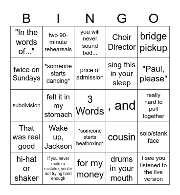 Pop Bingo Card