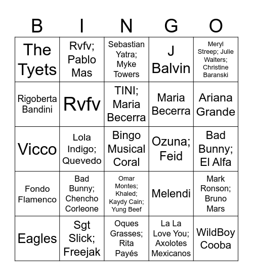 Bingo Musical de la Coral Bingo Card