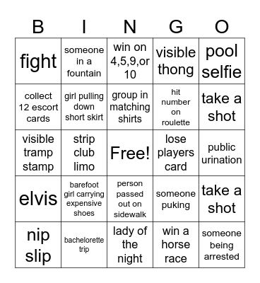 Vegas Bingo Card