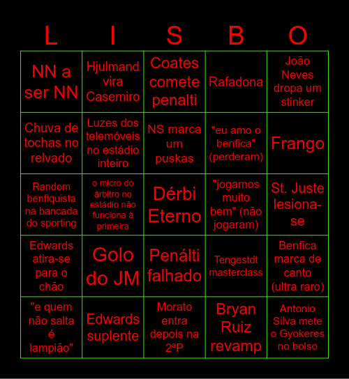 dérbi eterno Bingo Card