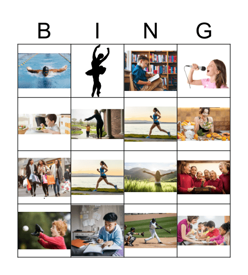 Present Continuous Bingo Card
