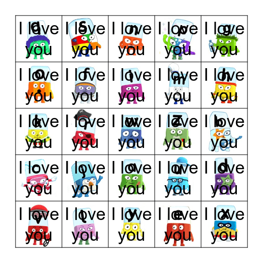 Phonics BINGO with Alphablocks Bingo Card