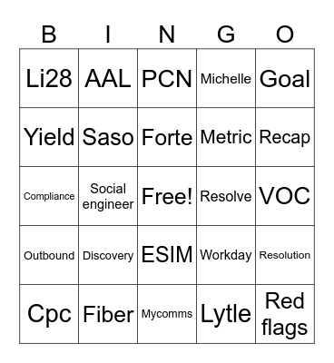 Goal Diggers Bingo Card