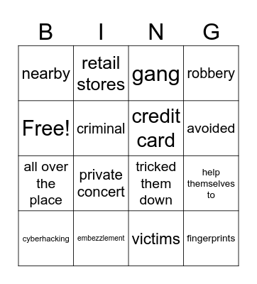 Culture: Famous Ciminals Bingo Card