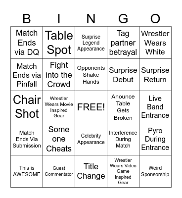 Wrestlemania 2024 Bingo Card