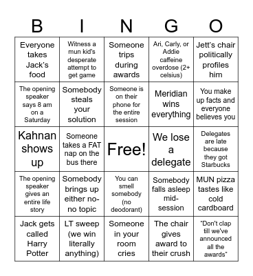 WESTMUN 2024 Bingo Card