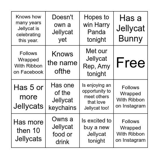 Let's Have Some JELLYCAT Fun! Bingo Card