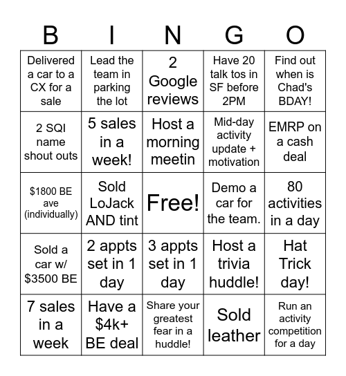 Untitled Bingo Card