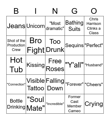 JOJO Bachelorette Bingo Card