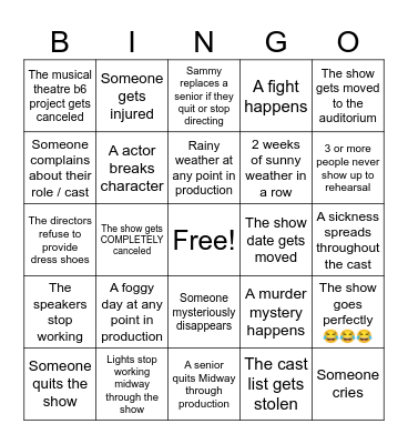SENIOR DIRECTS BINGO 😭👍 Bingo Card