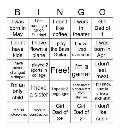 Baby Girl Smokeout '24 Bingo Card