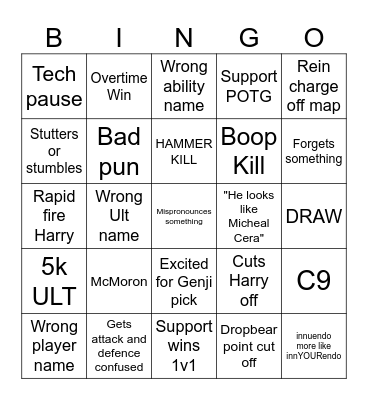 DropBingo and HarryBingo300 Bingo Card