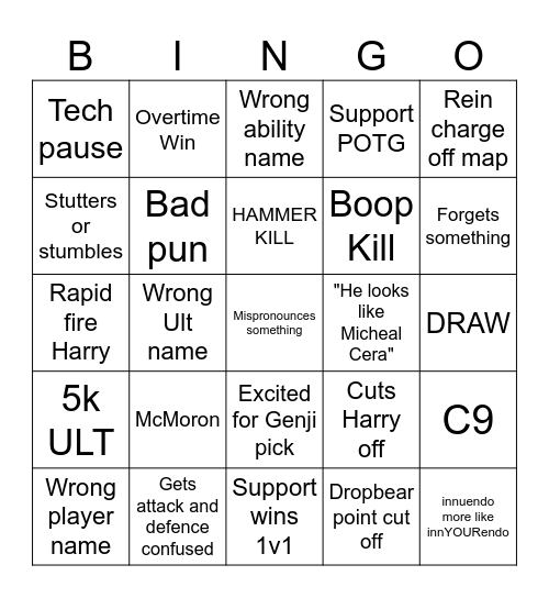 DropBingo and HarryBingo300 Bingo Card