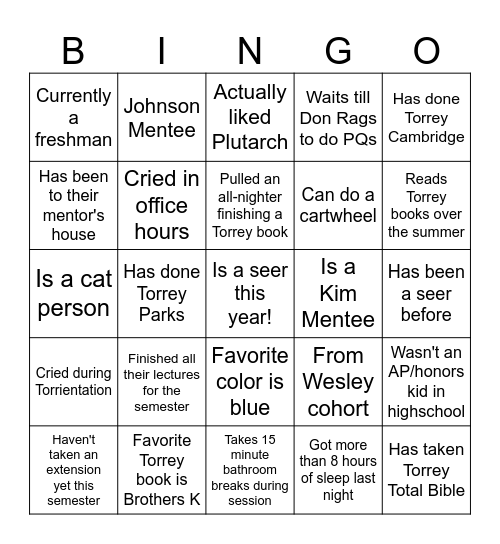 GET TO KNOW YOUR FELLOW SEERS Bingo Card