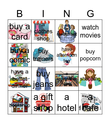 Let's go shopping! Bingo Card