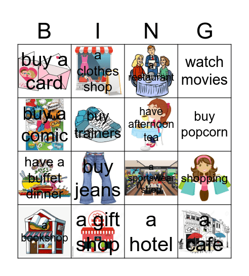 Let's go shopping! Bingo Card