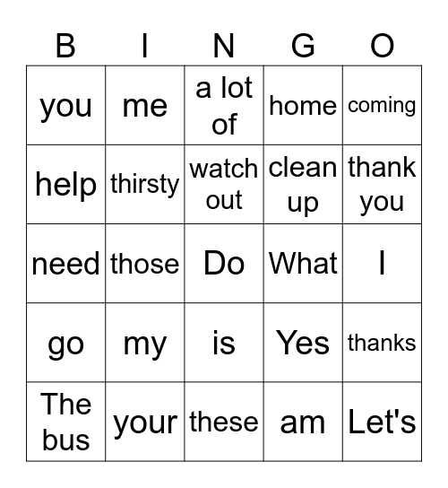 Part 3, Unit 1, 4th graders Bingo Card