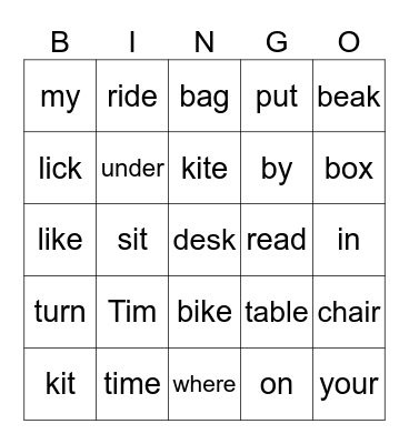 Part 1, Unit 2, 4th graders Bingo Card