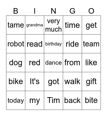Part 2, Unit 2, 4th graders Bingo Card