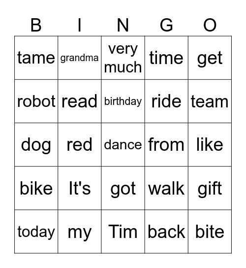 Part 2, Unit 2, 4th graders Bingo Card