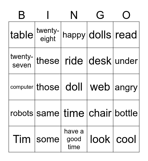 Part 1, Overall Review, 4th graders Bingo Card