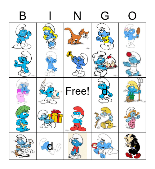 Smurfen Bingo Card