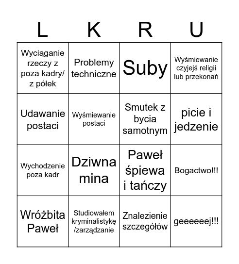 Lakarnum paradokumenty Bingo Card