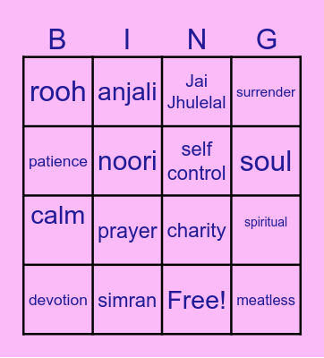 JAI JHULELAL BINGO Card