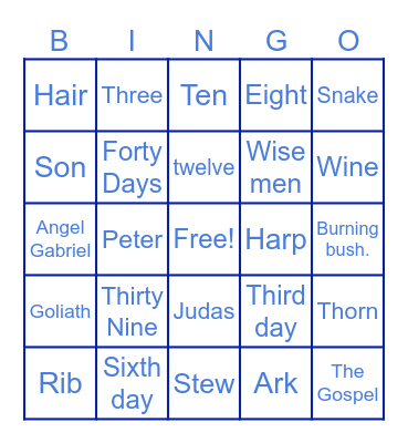 ISI BIBLE BINGO Card