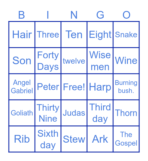 ISI BIBLE BINGO Card