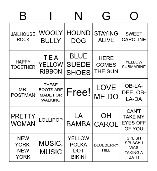 Rock Bingo 3 Bingo Card