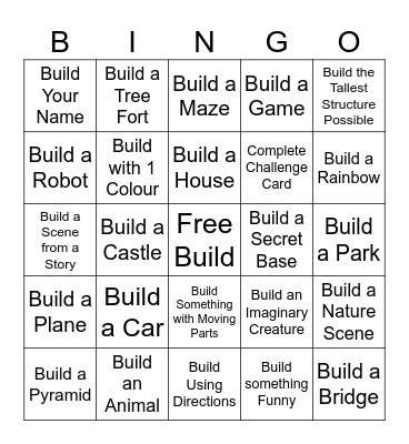 Lego Club Bingo Card