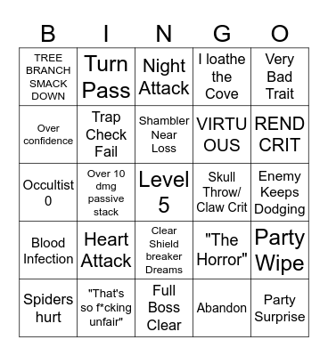 Darkest Dungeon Bingo Card