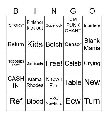 WM 40 Bingo Card
