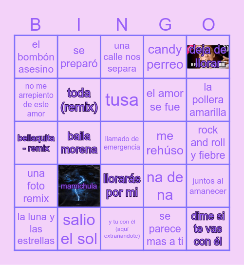 Cande's version Bingo Card