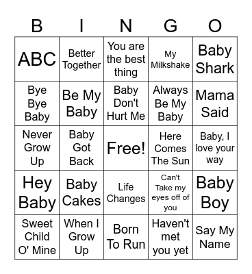 Baby Shower Bingo Card