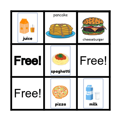 FOOD AND DRINKS BINGO Card