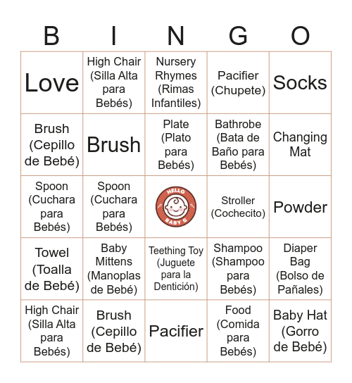 our little one is almost here Bingo Card