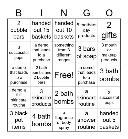 Building Baskets Bingo! Bingo Card