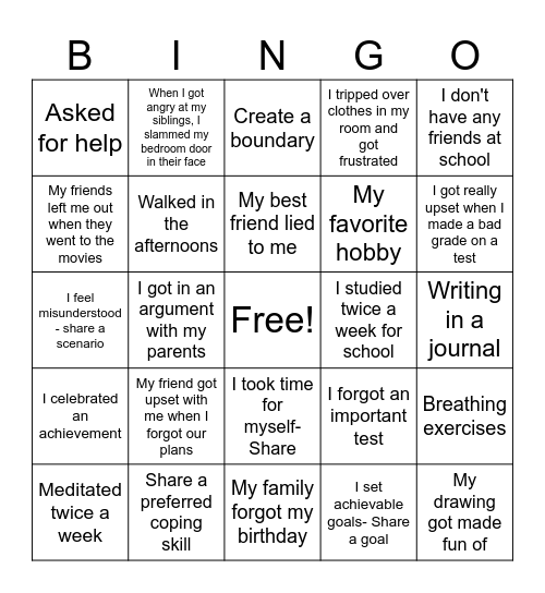 Let's Cope Bingo Card