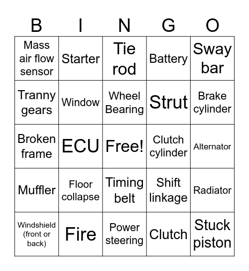 Edscort Bingo Card